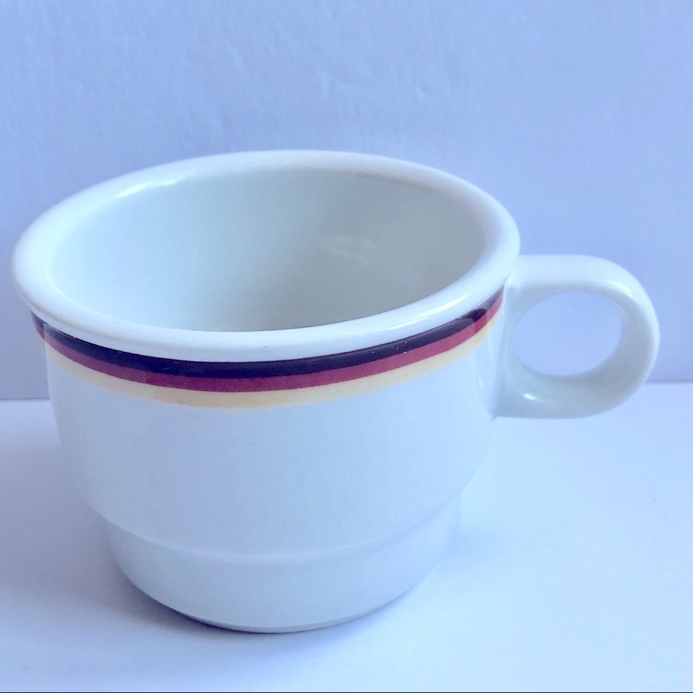 Vintage REGO Coffee Mug Cup White Brown Stripes